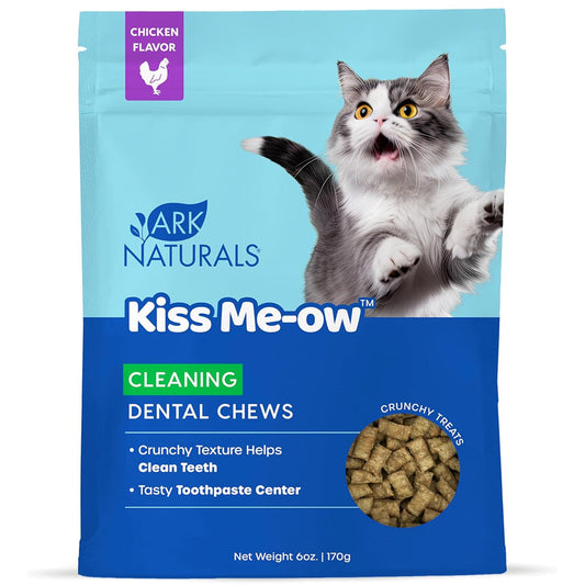 Ark Naturals Kiss Me-Ow Cleaning Dental Chews Crunchy Cat Treats -Chicken Flavor