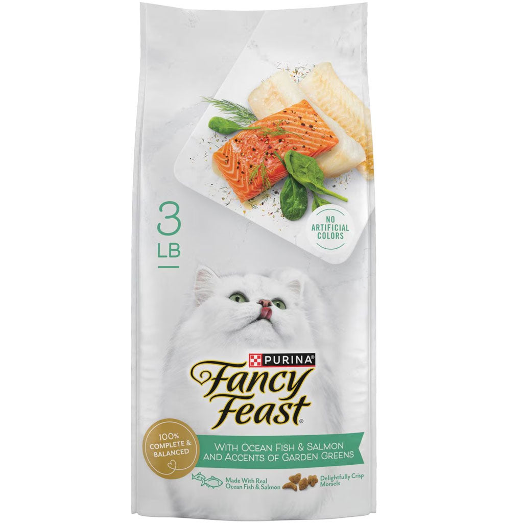 Fancy Feast Gourmet Ocean Fish & Salmon & Accents of Garden Greens Dry Cat Food