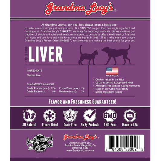 Grandma Lucy's Freeze-Dried Chicken Liver Dog & Cat Treats (3.5 oz)