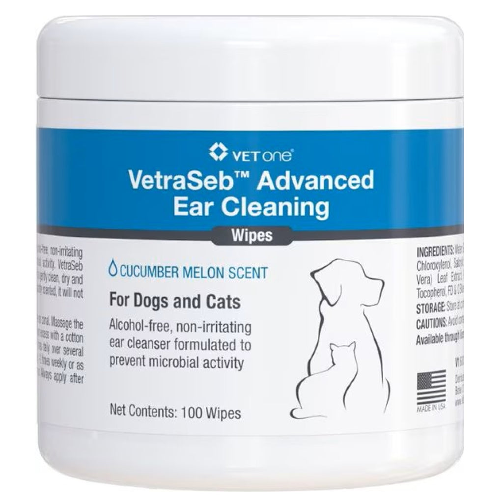 VetOne VetraSeb Advanced Ear Cleaning Wipes For Pets (100 ct)