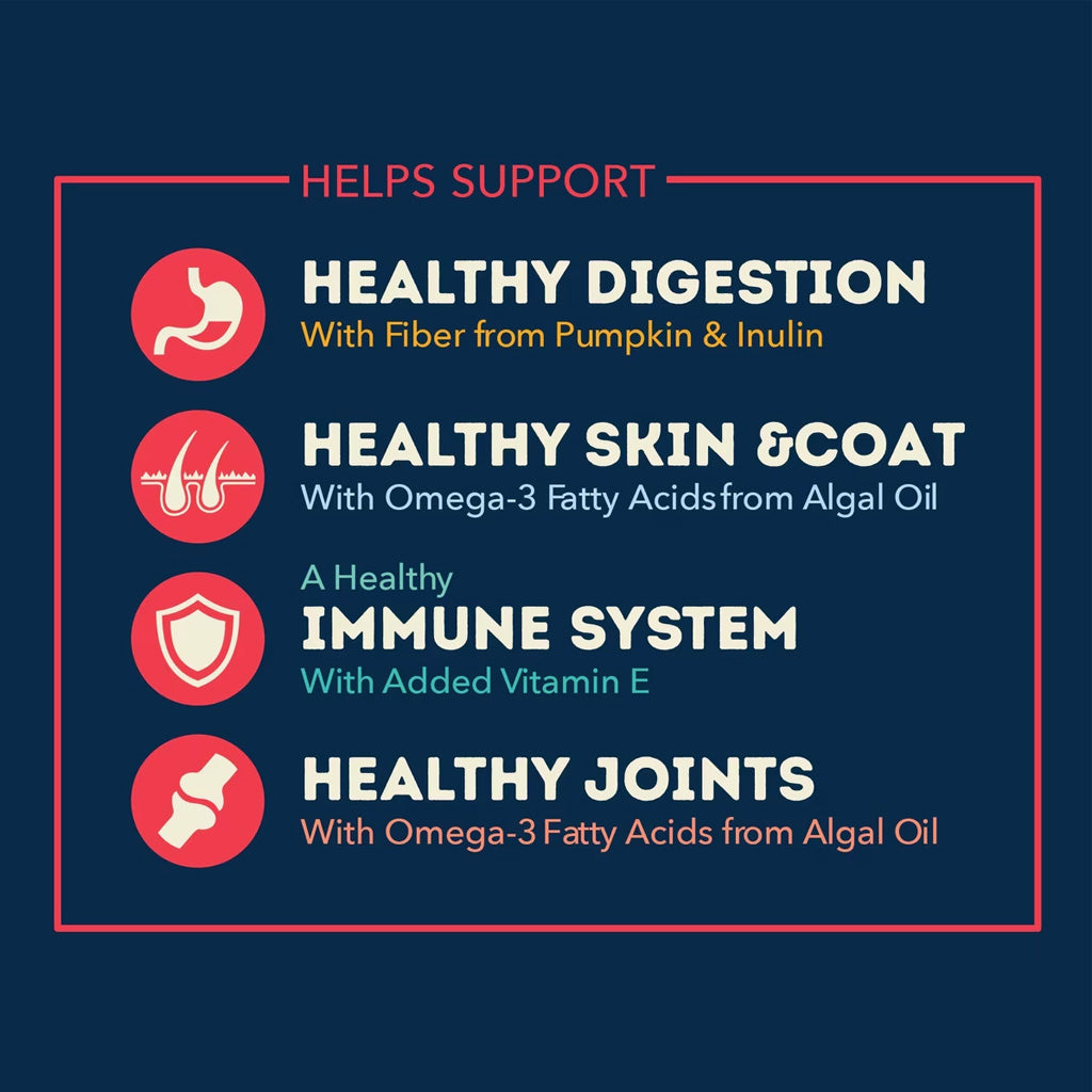 List of health benefits with icons on a blue background