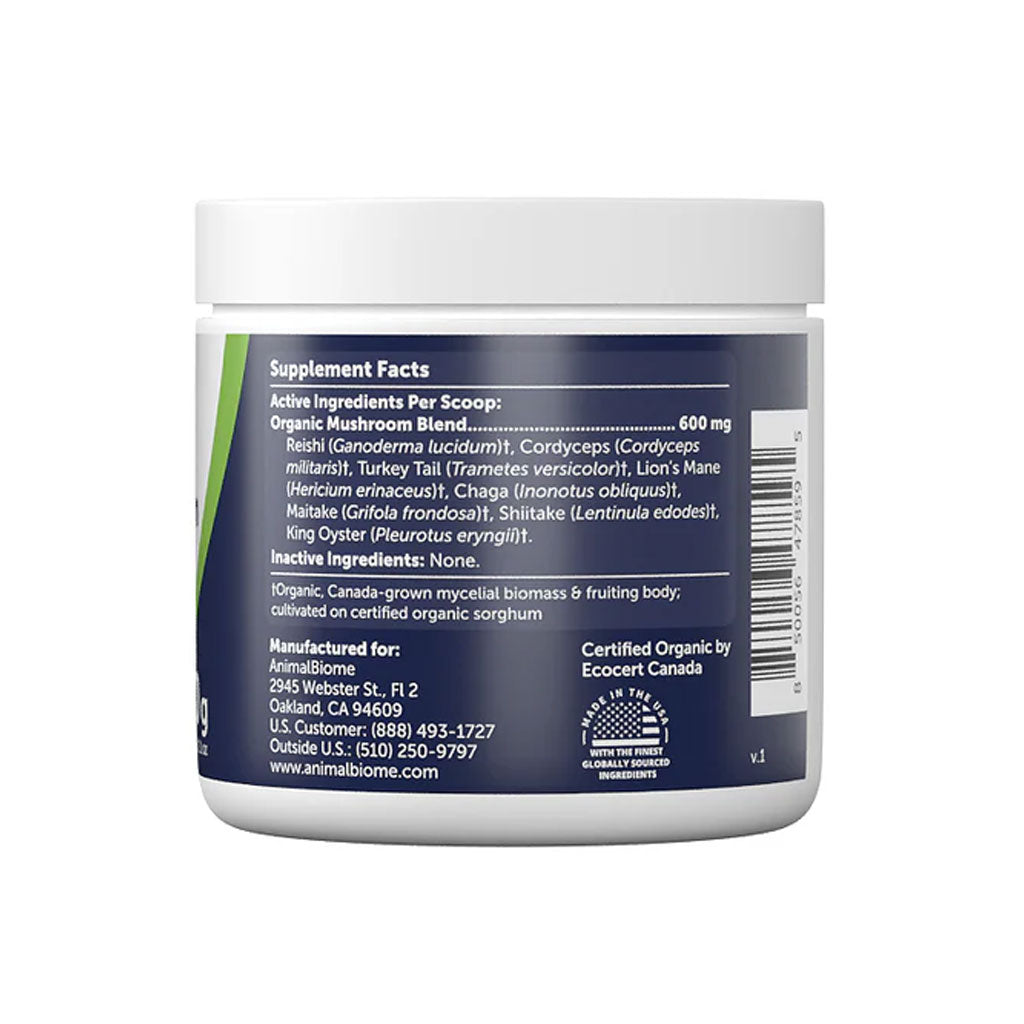 Supplement container with label showing ingredient list and branding on a white background