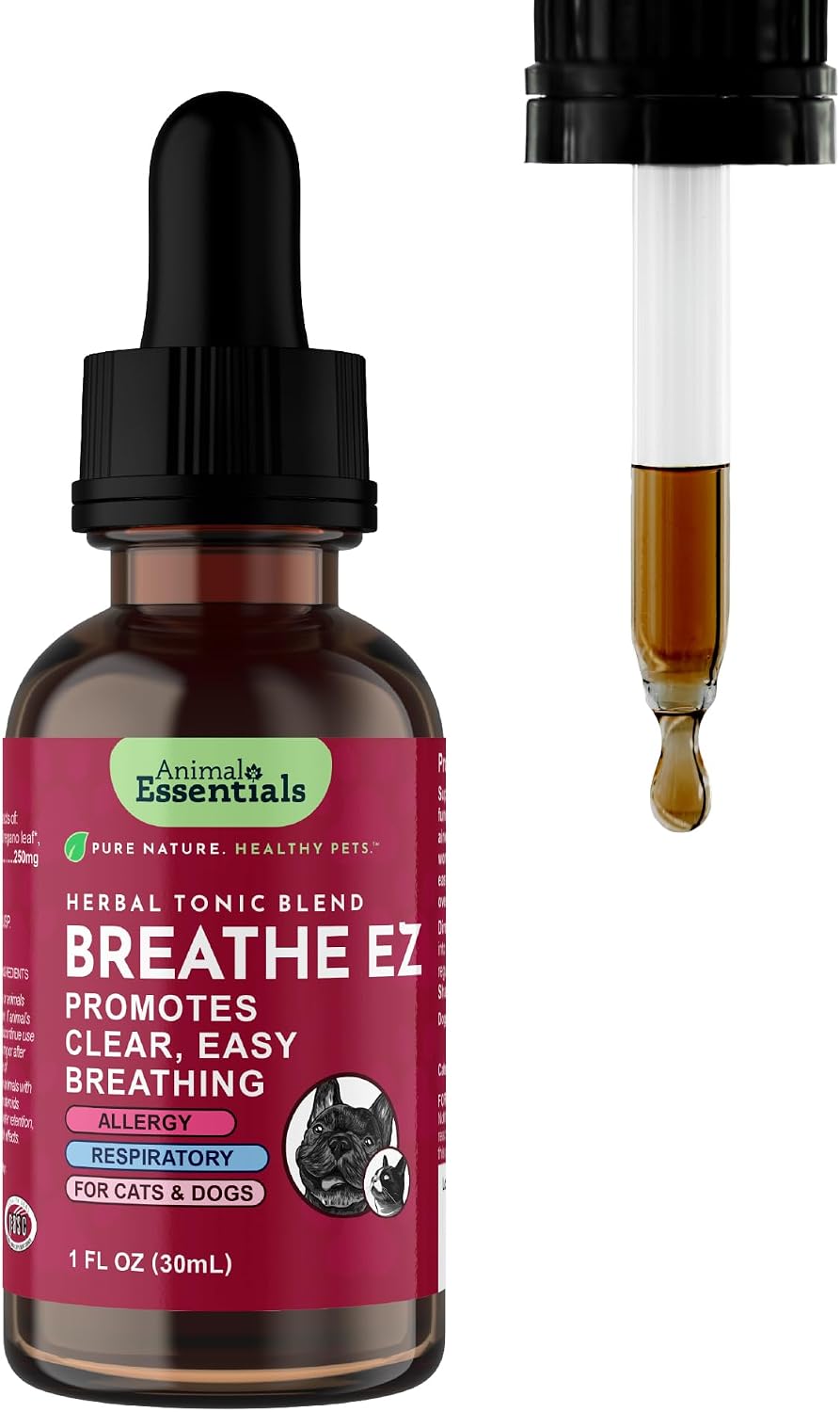 Animal Essentials Herbal Tonic Blend Breathe Ez Promotes Clear Easy Breathing for Dogs & Cats - 1-oz - Dog Supplements