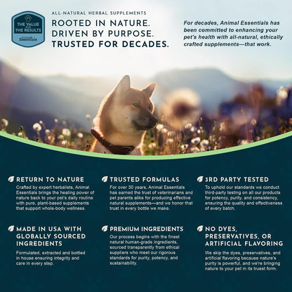 Animal Essentials Herbal Tonic Blend Healthy Gut Prebiotic for Intestinal Well-Being for Dogs & Cats - Dog Supplements