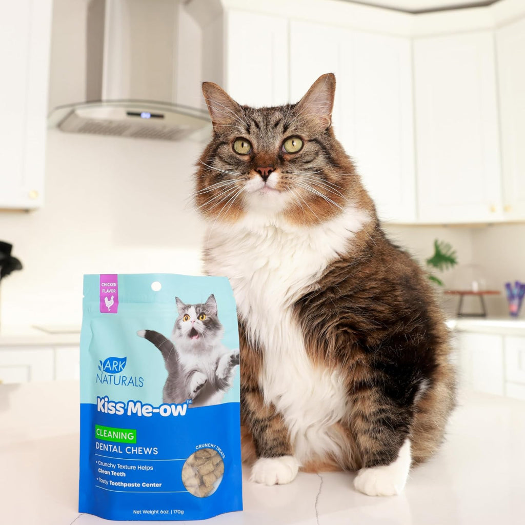 Ark Naturals Kiss Me-Ow Cleaning Dental Chews Crunchy Cat Treats -Chicken Flavor