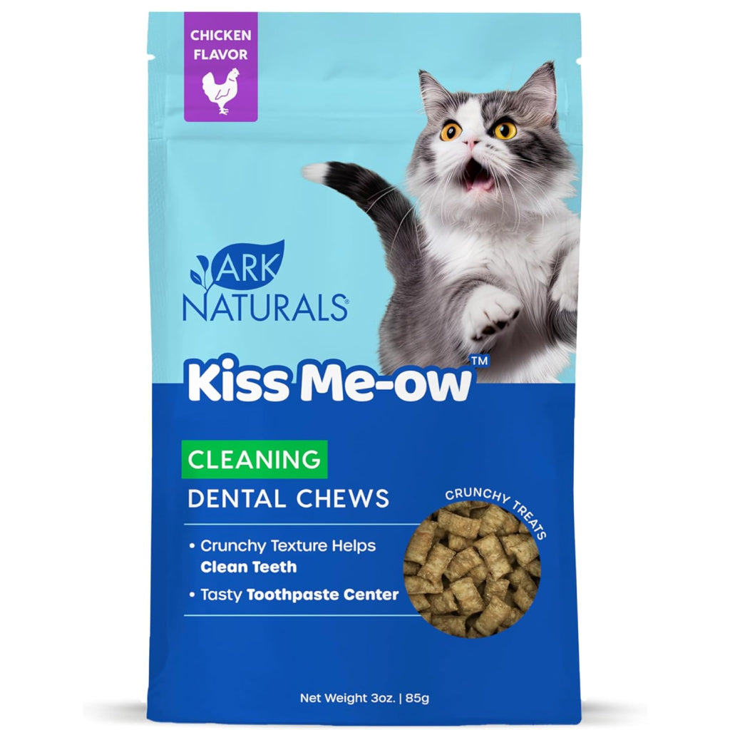 Ark Naturals Kiss Me-Ow Cleaning Dental Chews Crunchy Cat Treats -Chicken Flavor
