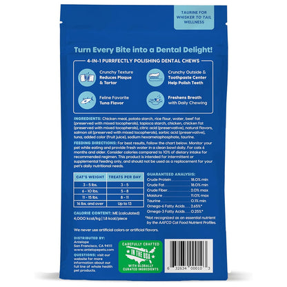 Ark Naturals Kiss Me-Ow Cleaning Dental Chews Crunchy Cat Treats -Tuna Flavor