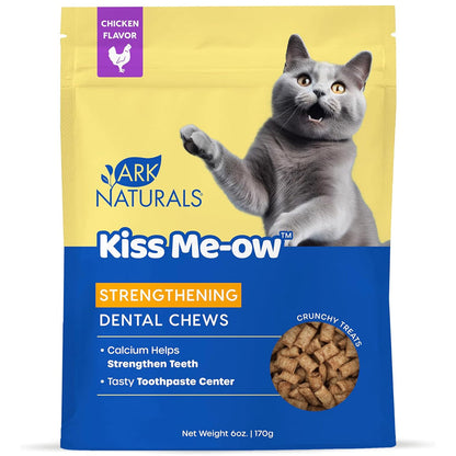 Ark Naturals Kiss Me-Ow Strengthening Dental Chews Crunchy Cat Treats-Chicken Flavor