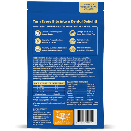 Ark Naturals Kiss Me-Ow Strengthening Dental Chews Crunchy Cat Treats -Tuna Flavor