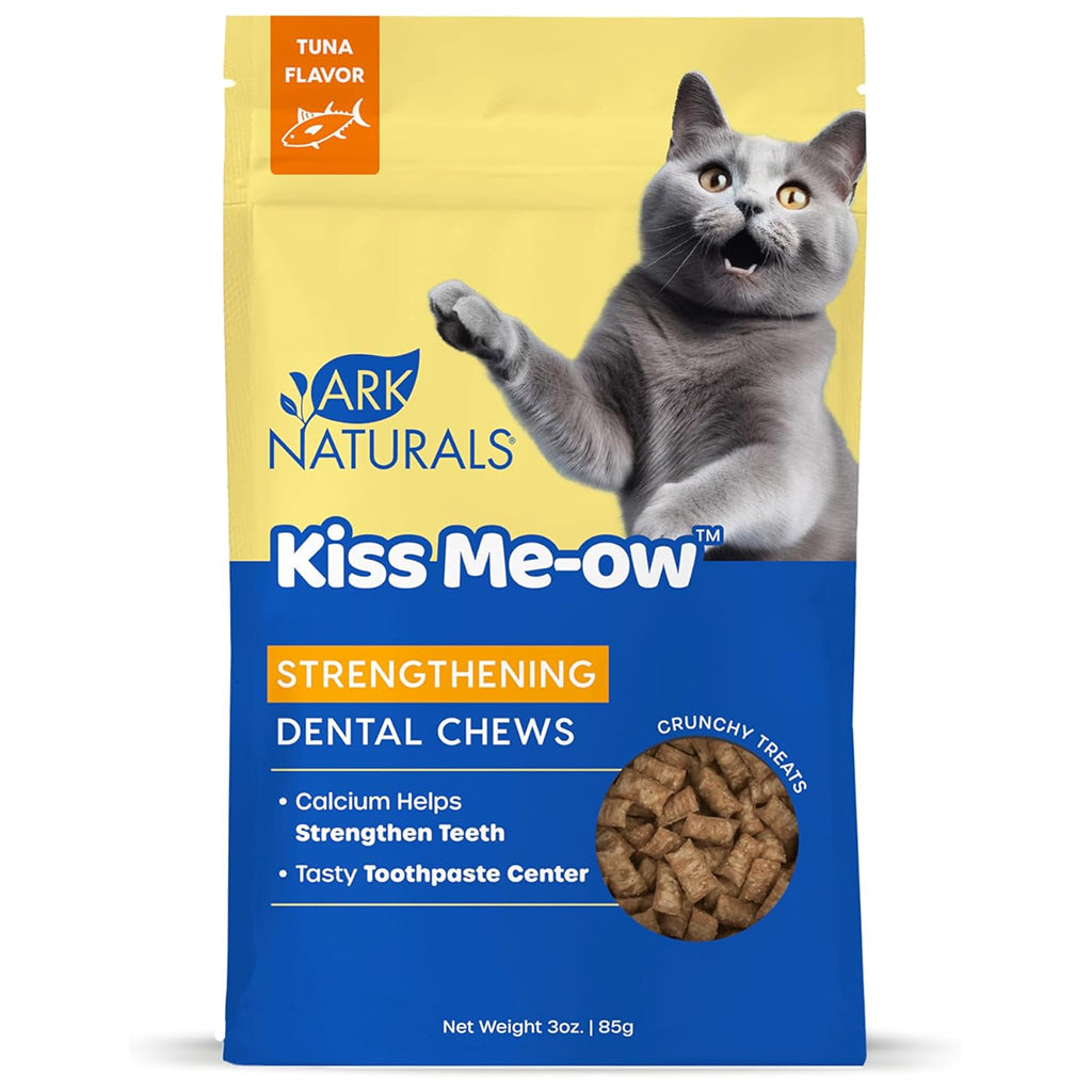 Ark Naturals Kiss Me-Ow Strengthening Dental Chews Crunchy Cat Treats -Tuna Flavor