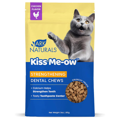 Ark Naturals Kiss Me-Ow Strengthening Dental Chews Crunchy Cat Treats-Chicken Flavor