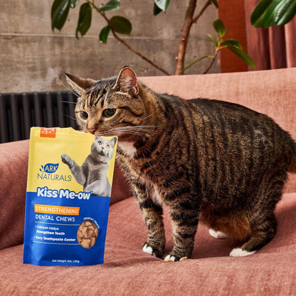 Ark Naturals Kiss Me-Ow Strengthening Dental Chews Crunchy Cat Treats -Tuna Flavor