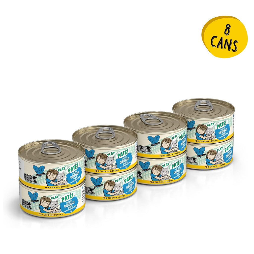 BFF Play Pate Lovers Chicken Checkmate Grain-Free Wet Cat Food, 8 cans