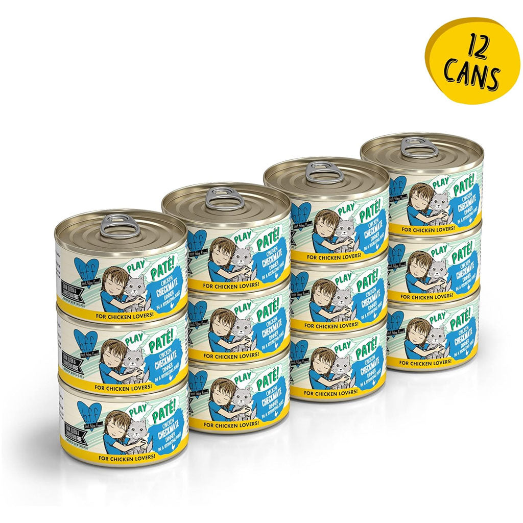 BFF Play Pate Lovers Chicken Checkmate Grain-Free Wet Cat Food, 12 cans
