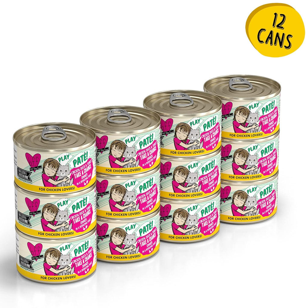 BFF Play Pate Lovers Chicken, Duck & Turkey Take a Chance Wet Cat Food, 12cans