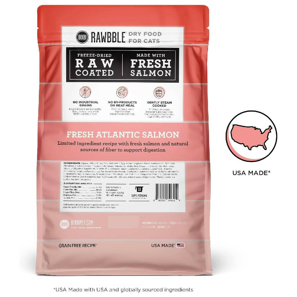 Bixbi Rawbble Grain-Free Salmon Recipe Raw Coated Dry Cat Food (3 lb)