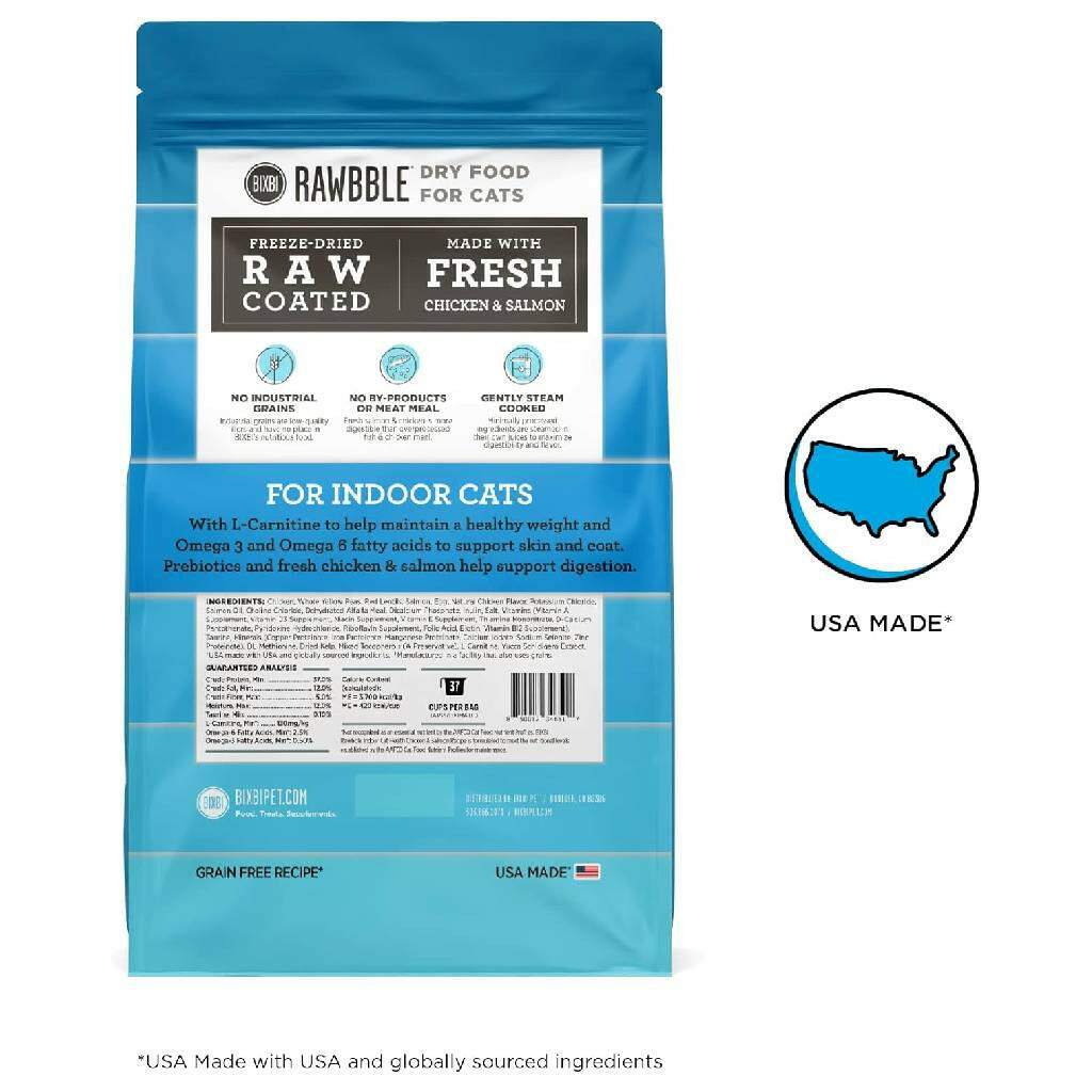 Bixbi Rawbble Indoor Cat Health Chicken & Salmon Recipe Raw Coated Dry Cat Food (10 lb)