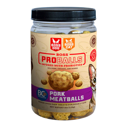 Boss Dog Proballs Freeze Dried Raw Pork Meatballs with Probiotics Treats for Dogs & Cats