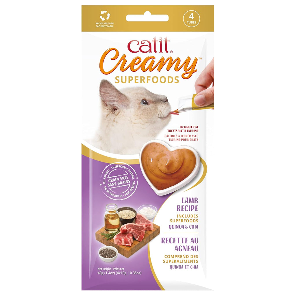 Catit Creamy Superfood Lamb Recipe with Quinoa & Chia Lickable Treats For Cat (4 tubes)