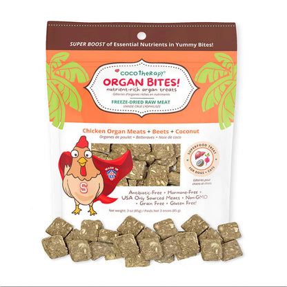 Organ Bites! Raw Organ Meat Treat for Dogs and Cats, 3-oz