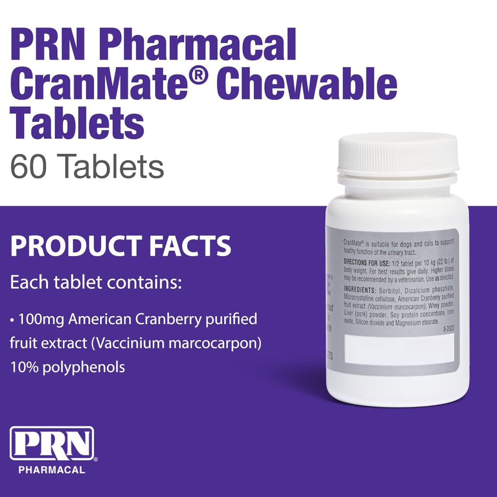 CranMate® Cranberry Supplement Tablets For Dogs & Cats (60ct)