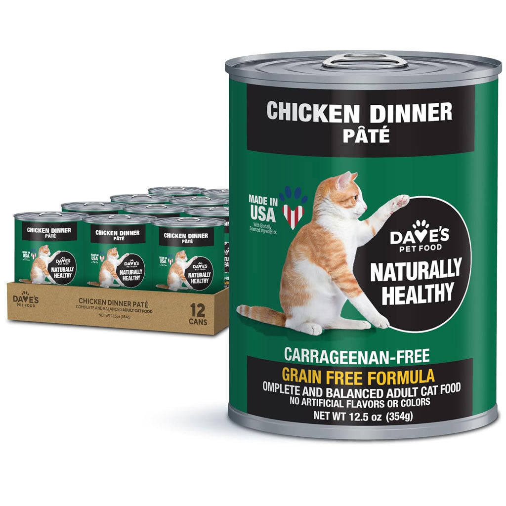 Dave's Pet Food Chicken Formula Canned Wet Cat Food, 12.5-oz can, case of 12