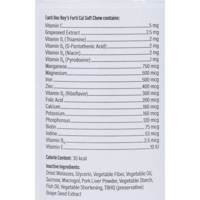 Label with ingredients list