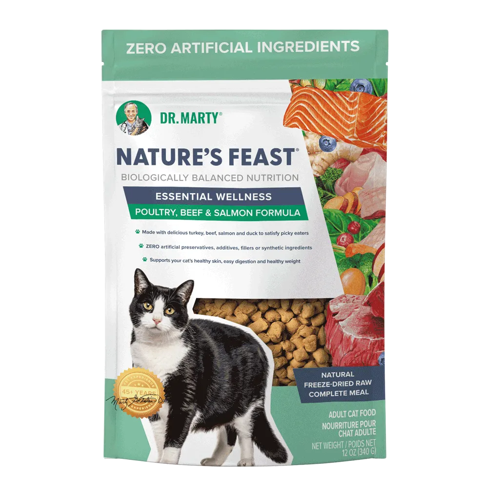 Dr. Marty Nature's Feast Essential Wellness Beef, Salmon, & Poultry Blend Freeze Dried Raw Cat Food