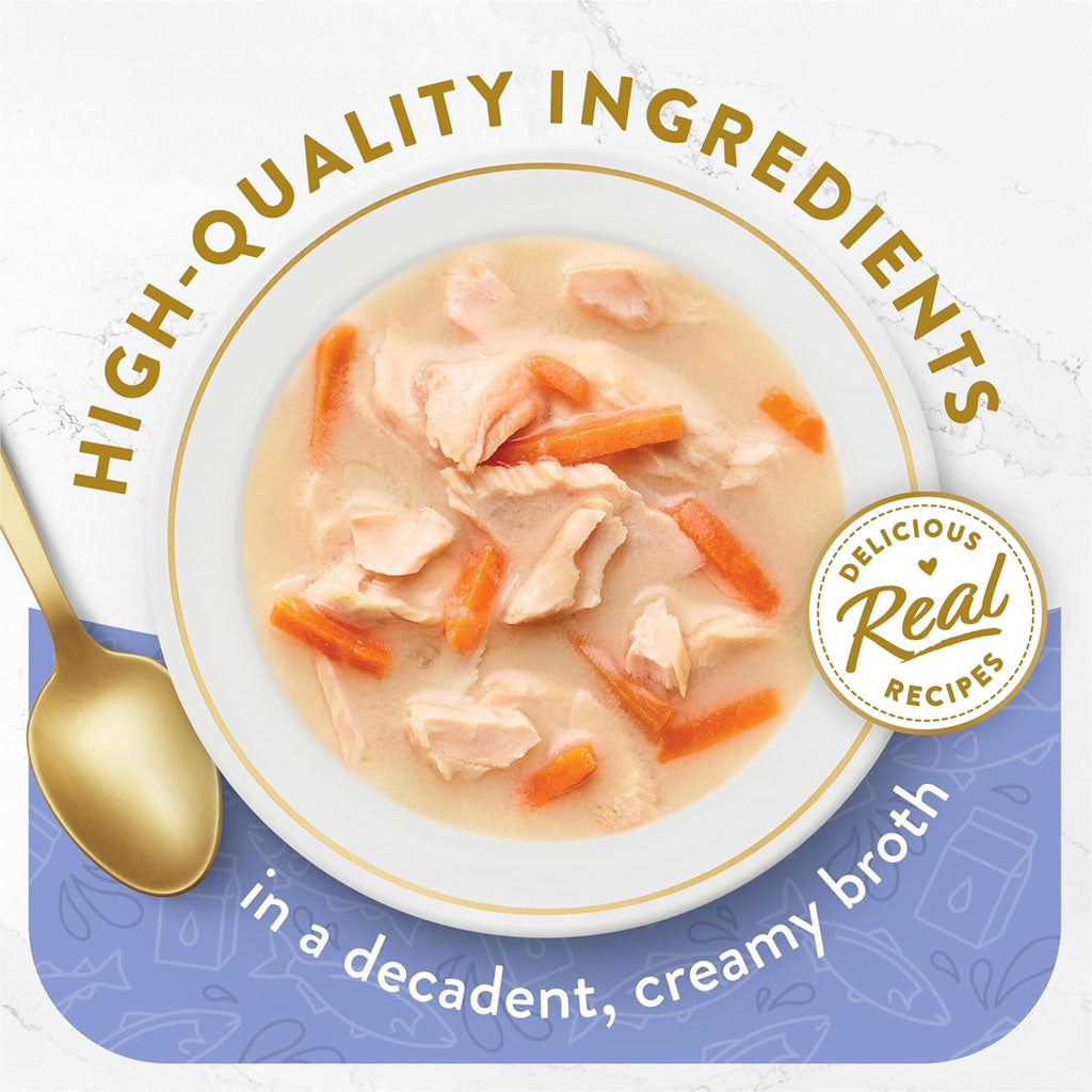 Fancy Feast Creamy Broths with Wild Salmon & Whitefish Supplemental Wet Cat Food Pouches
