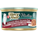 Fancy Feast Medleys Shredded Wild Salmon Fare in Broth Wet Cat Food, 3-oz case of 24