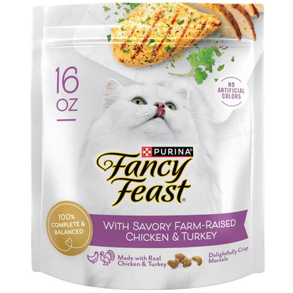 Fancy Feast with Savory Chicken & Turkey Dry Cat Food, 16-oz