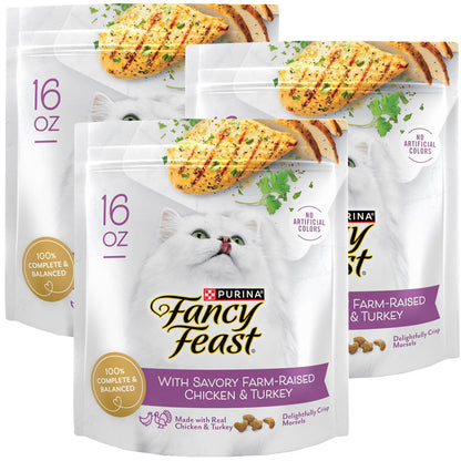 Fancy Feast with Savory Chicken & Turkey Dry Cat Food, 48-oz