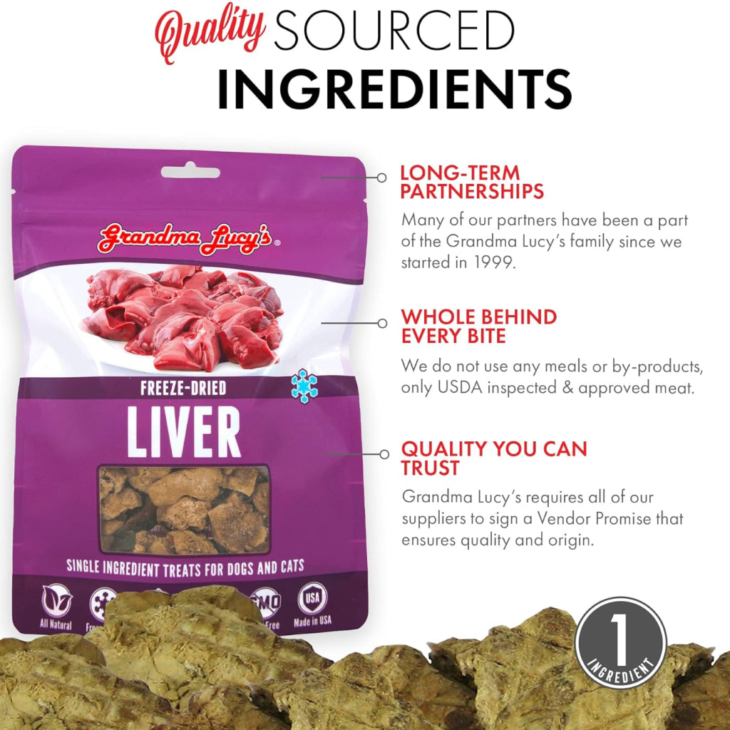 Grandma Lucy's Freeze-Dried Chicken Liver Dog & Cat Treats (3.5 oz)