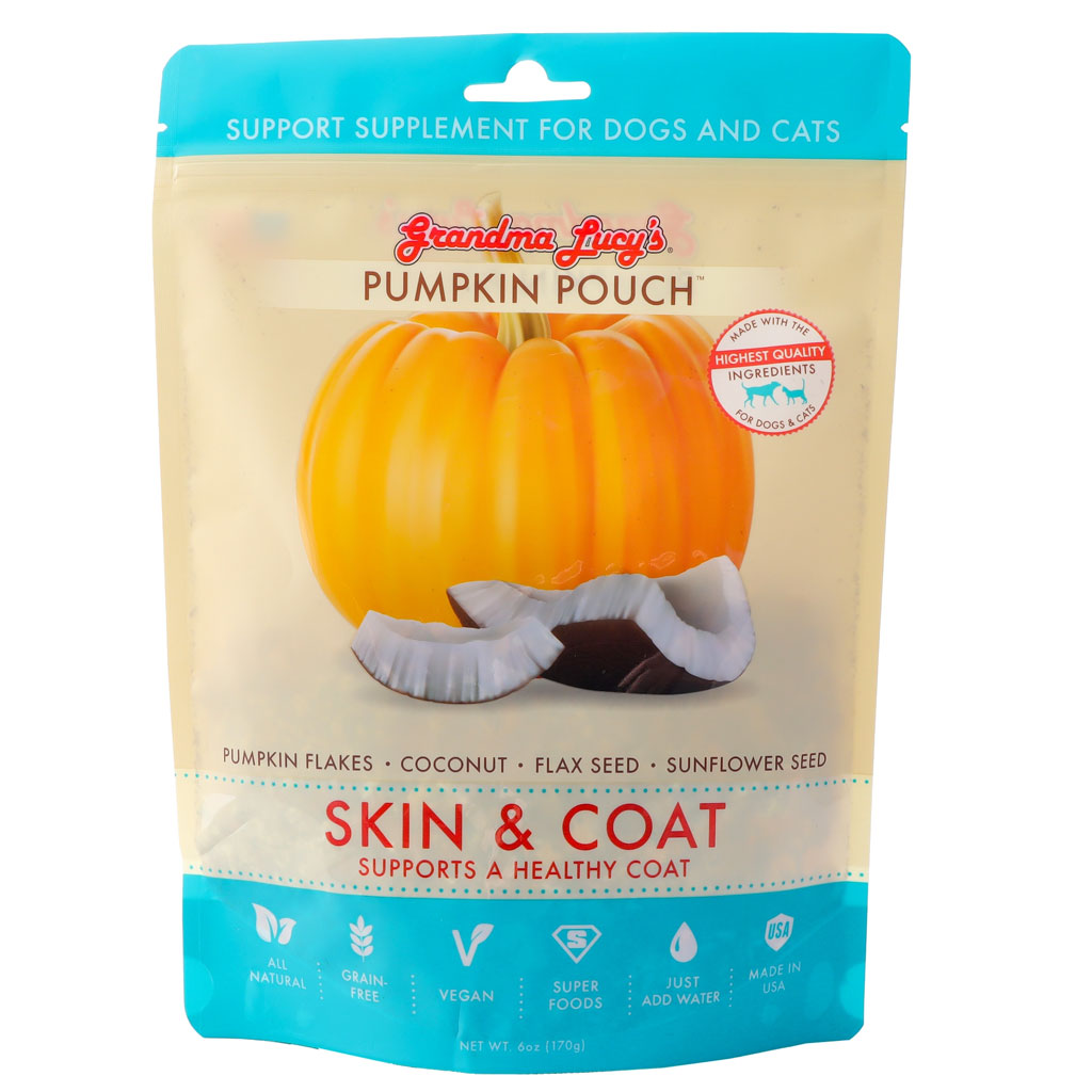 Grandma Lucy's Pumpkin Pouch Skin & Coat Freeze-Dried Dog & Cat Food Topper for Dogs & Cats - 6oz