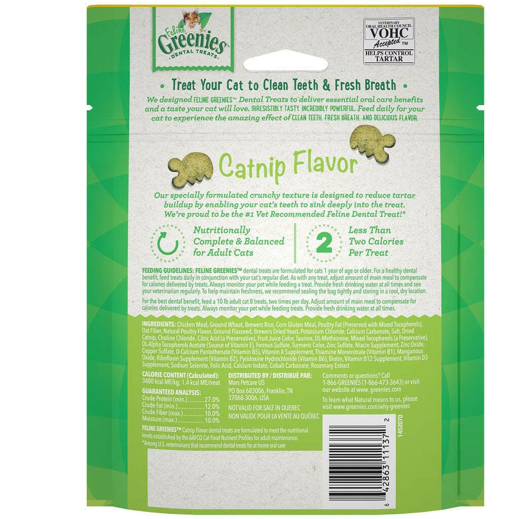 Greenies Feline Catnip 4oz backside
