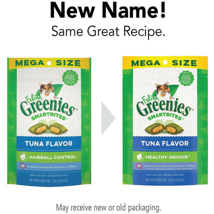 Greenies Feline SmartBites Healthy Indoor Tuna Flavor Cat Treats new packaging