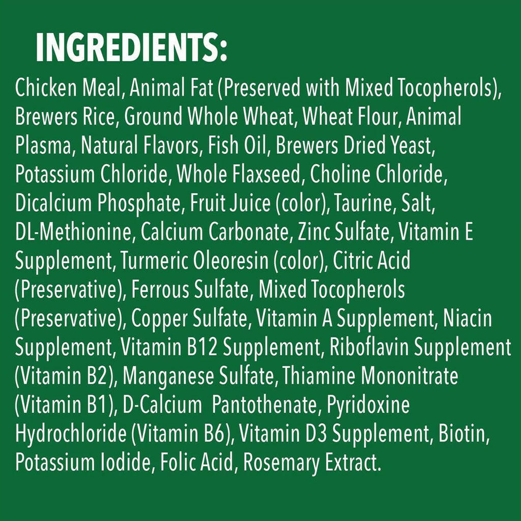 Greenies Feline SmartBites Skin & Fur Chicken Flavor ingredients
