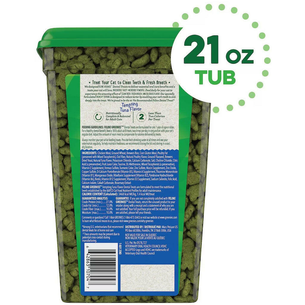 Greenies Feline Tuna Flavor 21oz back