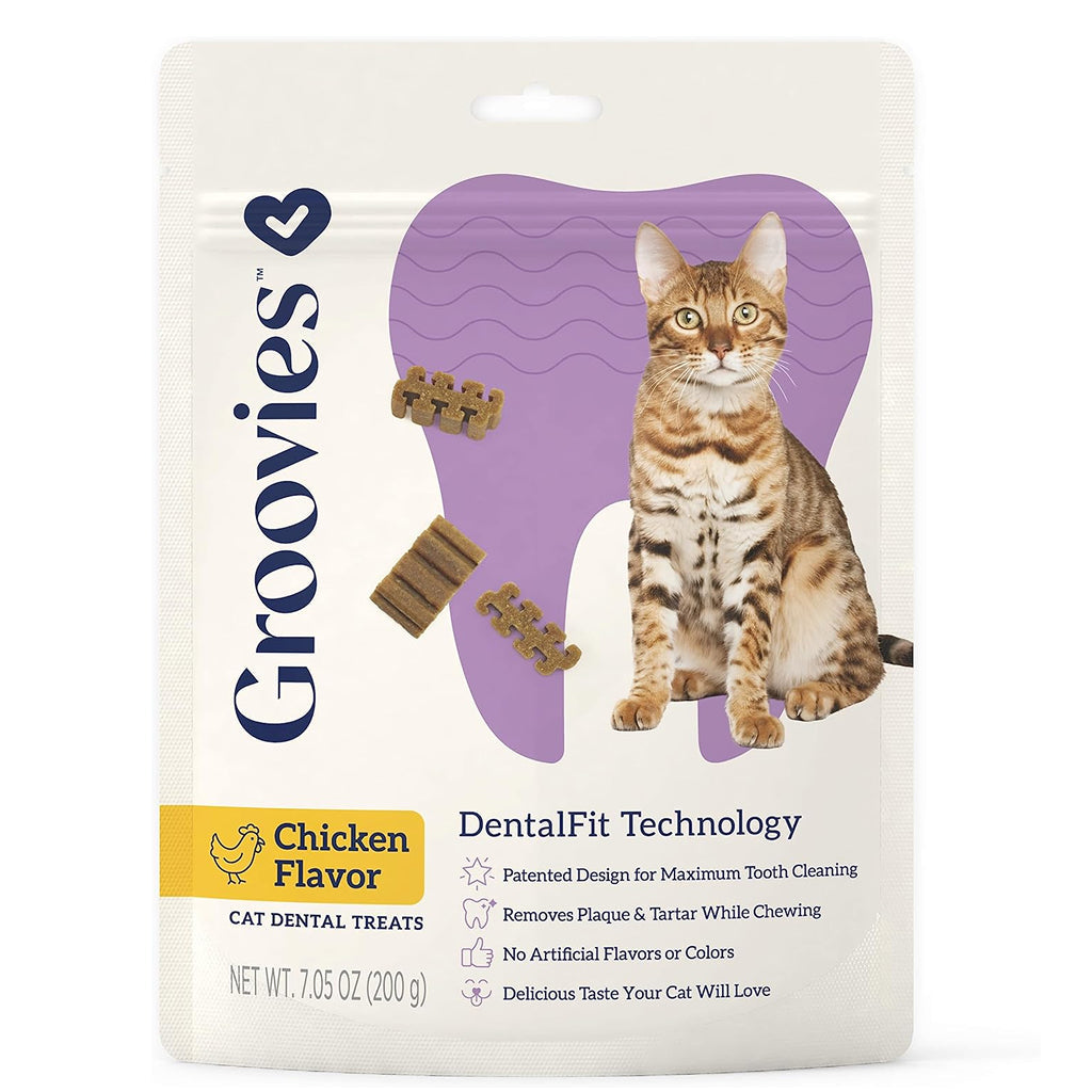Groovies Chicken Flavor Dental Treats for Cats