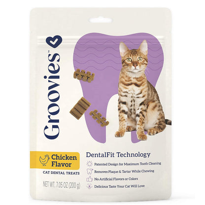 Groovies Chicken Flavor Dental Treats for Cats