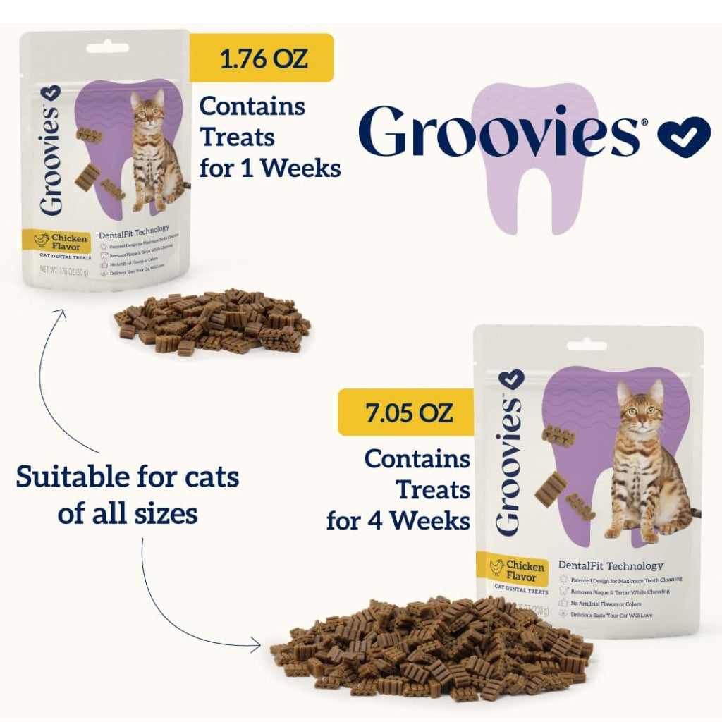 Groovies Chicken Flavor Dental Treats for Cats