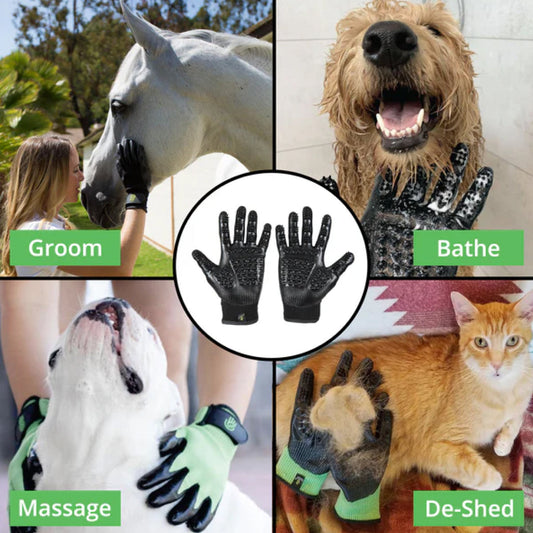 HandsOn Bathing & Grooming Gloves - Black (Small)