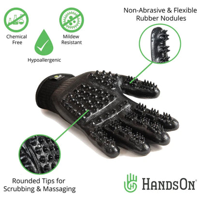 HandsOn Bathing & Grooming Gloves - Black (Small)