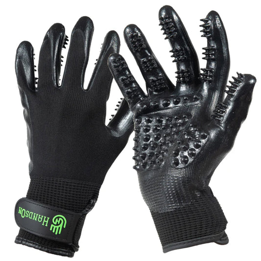 HandsOn Bathing & Grooming Gloves - Black (Small)
