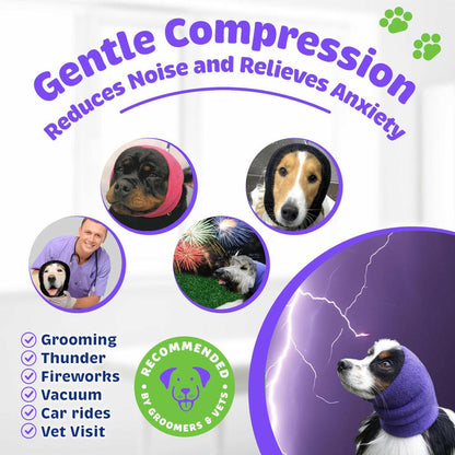 Happy Hoodie Calming Cap For Dogs PURPLE -2 pack ( 1 large 1 small)