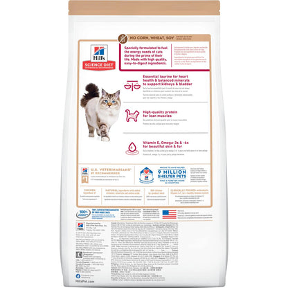 Hill's Science Diet Adult No Corn, Wheat or Soy Dry Cat Food, Chicken, 15 lb Bag
