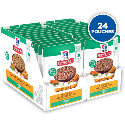 Hill's Science Diet Kitten Chicken & Vegetables Stew Wet Cat Food (2.8 oz x 24 pouches)