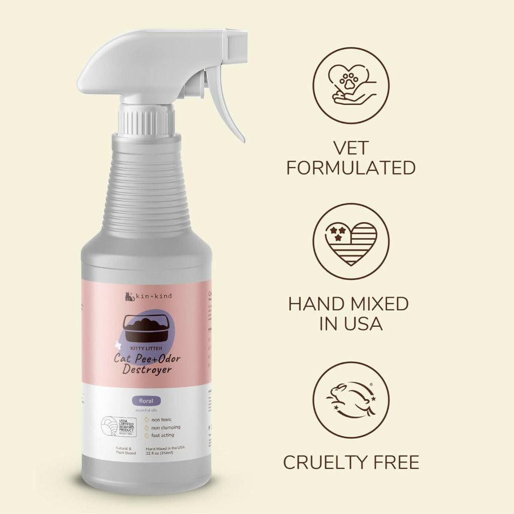 kin+kind Cat Pee and Odor Destroyer For Litter Box Floral (32 oz)