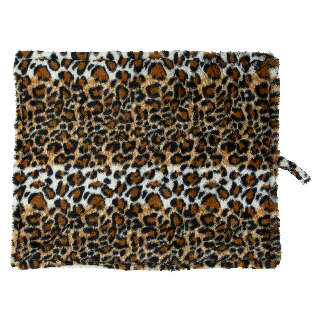 Leopard print pouch on a white background