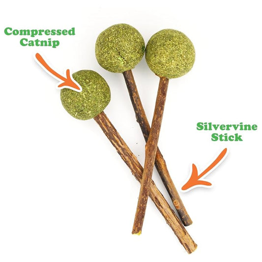 Meowijuana Lollies Silvervine Sticks with Catnip for Cats (3 ct)